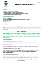 Radical, préfixe, suffixe - Séquence - Fiche de préparation : Primaire 5 - PDF à imprimer