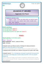 Lire l'heure - Séquence - Fiche de préparation : Primaire 2 - PDF à imprimer