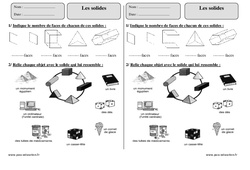 Solides - Exercices corrigés - Géométrie : Primaire 3 - PDF à imprimer