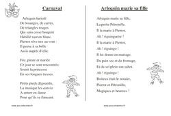 Carnaval - Chants - Comptines - Fiches  : Maternelle 1, 2 - PDF à imprimer