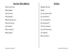 Fête des Pères - Chants - Comptines - Fiches  : Maternelle 1, 2 - PDF à imprimer