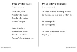 Hygiène - Propreté - Chants - Comptines - Fiches  : Maternelle 1, 2 - PDF à imprimer