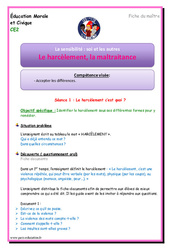 Harcèlement - Maltraitance - Séquence - Fiche de préparation : Primaire 3 - PDF à imprimer