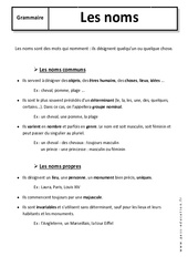 Noms - Cours - Communs et propres : Primaire 6 - PDF à imprimer