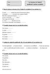 Fonctions - Adjectif qualificatif - Attribut ou épithète - Exercices corrigés : Primaire 4 - PDF à imprimer
