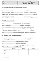 Verbes du 1er groupe en - cer, - ger, - guer - Exercices corrigés - Conjugaison : Primaire 4 - PDF à imprimer