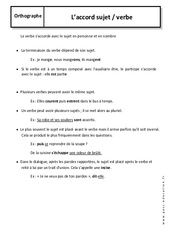 Accord sujet verbe - Cours : Primaire 6 - PDF à imprimer