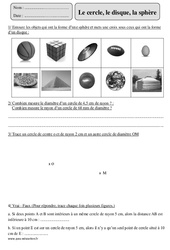 Cercle - Disque - Sphère - Exercices corrigés - Géométrie - Mathématiques : Primaire 5 - PDF à imprimer