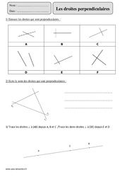 Droites perpendiculaires - Exercices corrigés - Géométrie - Mathématiques : Primaire 5 - PDF à imprimer