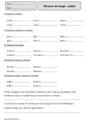 Mesures de temps - Unités - Exercices corrigés - Mesures et Grandeurs - Mathématiques : Primaire 5 - PDF à imprimer