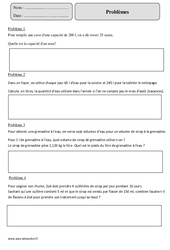Mesures de contenance - Problèmes - Exercices corrigés - Mesures - Mathématiques : Primaire 5 - PDF à imprimer