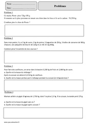 Mesures de masse - Problèmes - Exercices corrigés - Mesures - Mathématiques : Primaire 5 - PDF à imprimer