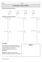 Division à 2 chiffres - Exercices corrigés - Calcul - Mathématiques : Primaire 4 - PDF à imprimer