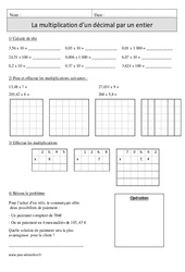 Multiplication d'un décimal par un nombre entier - Exercices corrigés - Calcul - Mathématiques : Primaire 4 - PDF à imprimer