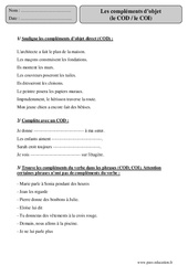 COD - COI - Compléments d’objet - Exercices corrigés - Grammaire : Primaire 5 - PDF à imprimer