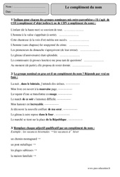 Complément du nom - Exercices corrigés - Grammaire : Primaire 5 - PDF à imprimer