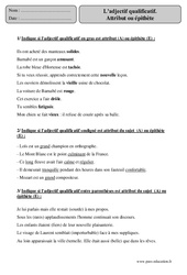 Adjectif qualificatif - Attribut ou épithète - Exercices corrigés - Grammaire : Primaire 5 - PDF à imprimer