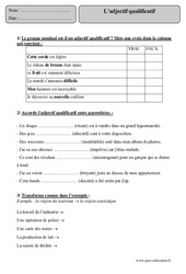 Adjectif qualificatif - Exercices corrigés - Grammaire : Primaire 5 - PDF à imprimer