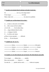 Déterminants - Exercices corrigés - Grammaire : Primaire 5 - PDF à imprimer