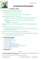 Enjeux liés à l’environnement - Séquence - Fiche de préparation : Primaire 6 - PDF à imprimer