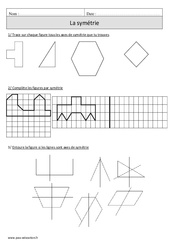 Symétrie - Exercices corrigés - Géométrie - Mathématiques : Primaire 4 - PDF à imprimer