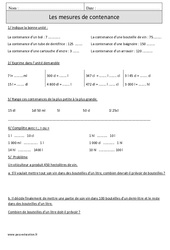 Mesures de contenance - Capacité - Exercices corrigés - Mesures - Mathématiques : Primaire 4 - PDF à imprimer