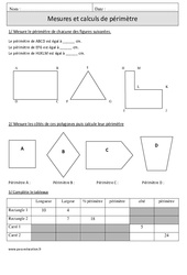 Périmètres - Mesures et calculs - Exercices - Mathématiques : Primaire 4 - PDF à imprimer