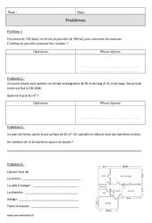 Aires - Problèmes mesures - Exercices corrigés - Mathématiques : Primaire 4 - PDF à imprimer