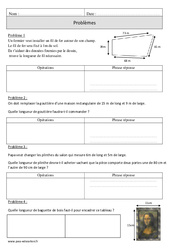 Périmètre - Problèmes mesures - Exercices corrigés - Mathématiques : Primaire 4 - PDF à imprimer