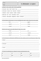 Dictionnaire - Se repérer - Exercices corrigés - Vocabulaire : Primaire 5 - PDF à imprimer
