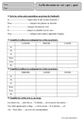 cer ; - ger, - guer - Fin des noms - Exercices corrigés - Orthographe : Primaire 5 - PDF à imprimer