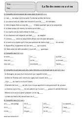 u et ou - Fin des noms - Exercices corrigés - Orthographe : Primaire 5 - PDF à imprimer