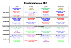 Emploi du temps  - Rentrée - Outils pour la classe : Primaire 3 - PDF à imprimer