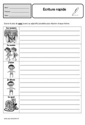 Exercice d' écriture rapide pour la rentrée : Primaire 3, 4, 5 - PDF à imprimer