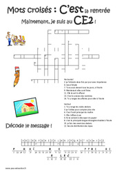 Rentrée - Mots croisés - Jeux éducatifs : Primaire 3 - PDF à imprimer