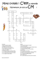 Mots croisés de la rentrée - Jeux éducatifs : Primaire 4, 5 - PDF à imprimer
