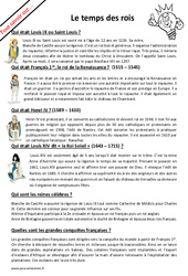 Qui sont les rois et les reines à la période des Temps des rois ? : Primaire 4 - PDF à imprimer