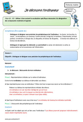 Découvrir l’ordinateur - Séquence - Fiche de préparation : Primaire 3, 4, 5 - PDF à imprimer