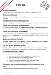 Qu'est - ce que l’énergie et à quoi sert elle ? : Primaire 6 - PDF à imprimer