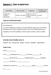 Verbes du 1er ème groupe au présent de l’indicatif - Le son K - Dictée préparée - A trous - Semaine 7 : Primaire 3 - PDF à imprimer