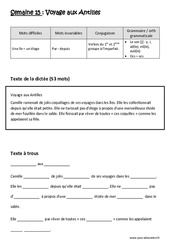 Verbes du 1er ème groupe à l’imparfait - Le son j - Fiches y, i, ail(le), eil(le), euil(le) - Ces - ses - Dictée préparée - A trous - Semaine 15 : Primaire 3 - PDF à imprimer