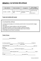 Le carnaval des animaux - Dictée préparée - A trous : Primaire 4 - PDF à imprimer