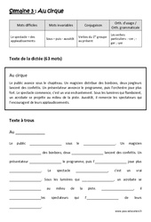 Au cirque - Dictée préparée - A trous : Primaire 4 - PDF à imprimer