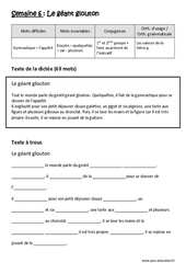 Le géant glouton - Dictée préparée 6 - A trous : Primaire 4 - Cycle 3 - PDF à imprimer