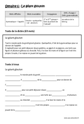 Le géant glouton - Dictée préparée - A trous : Primaire 4 - PDF à imprimer