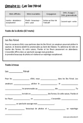 Les îles Féroé - Dictée préparée 11 - A trous : Primaire 4 - Cycle 3 - PDF à imprimer