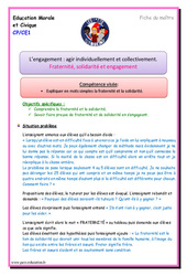 Fraternité, solidarité et engagement - Séquence - Fiche de préparation : Primaire 1, 2 - PDF à imprimer