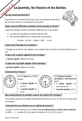 Qu'est - ce qu’une journée, heures, durées ? : Primaire 2 - PDF à imprimer