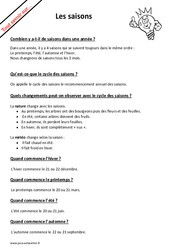 Combien y a - t - il de saisons dans une année ? : Primaire 2 - PDF à imprimer
