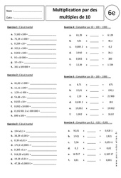 Multiplication par des multiples de 10 - 100 - 1000 - Exercices corrigés : Primaire 6 - PDF à imprimer